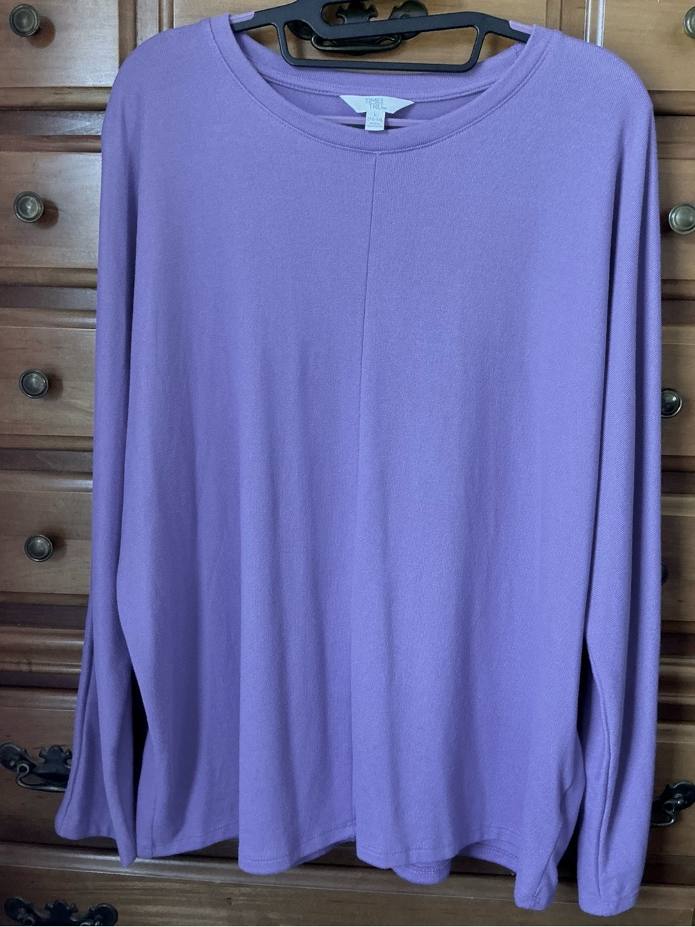 Time and Tru Lilac Hacci Long-Sleeve Crewneck Top Size L (12-14)